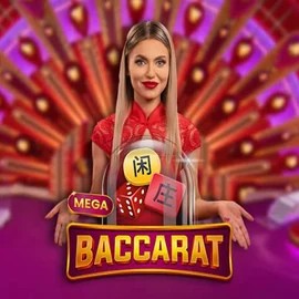 Mega Baccarat online game logo by Pragmatic Play on goldbetcasino.eu.com